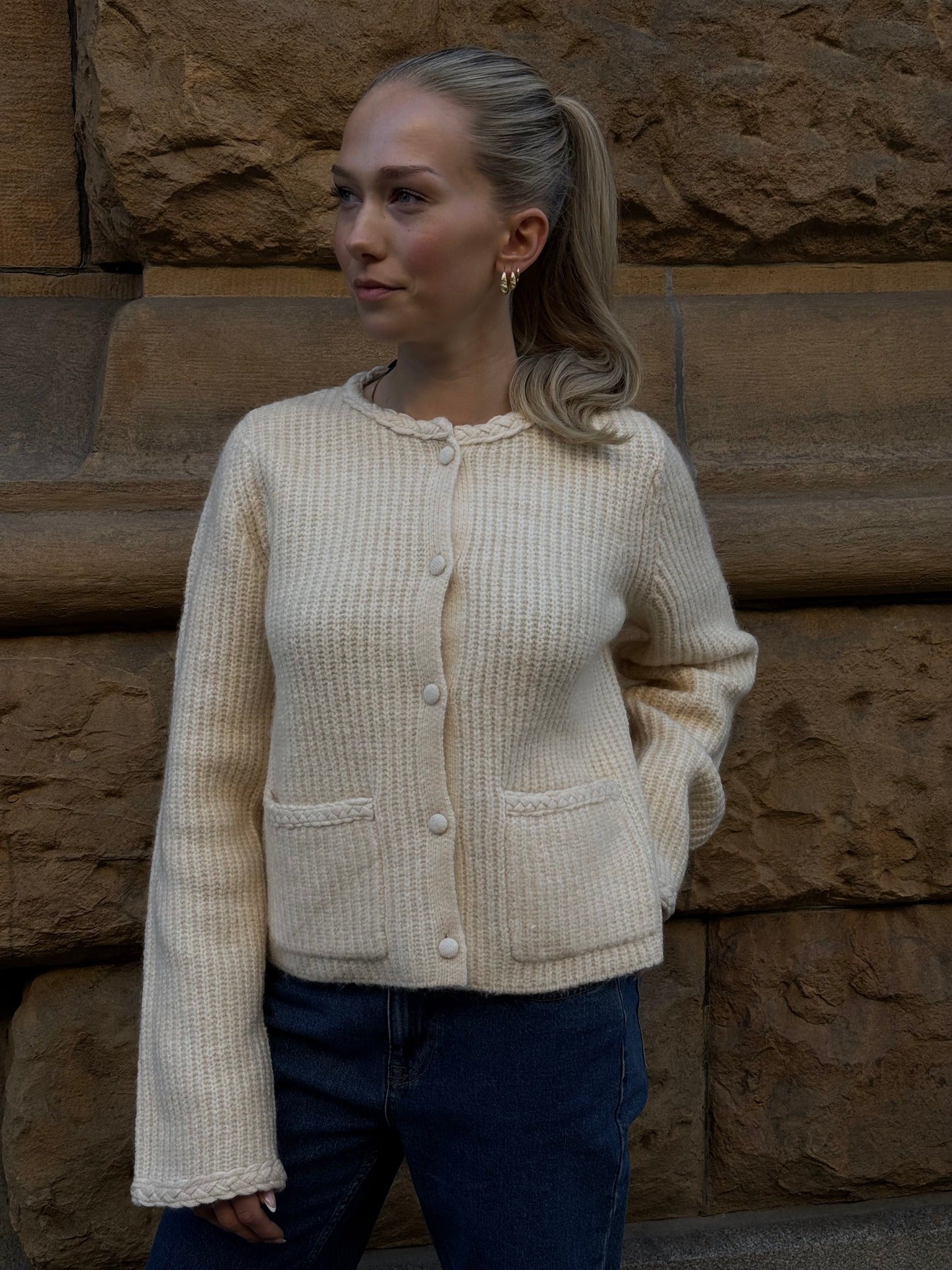 YASEMILIE Knit Cardigan - Sandshell